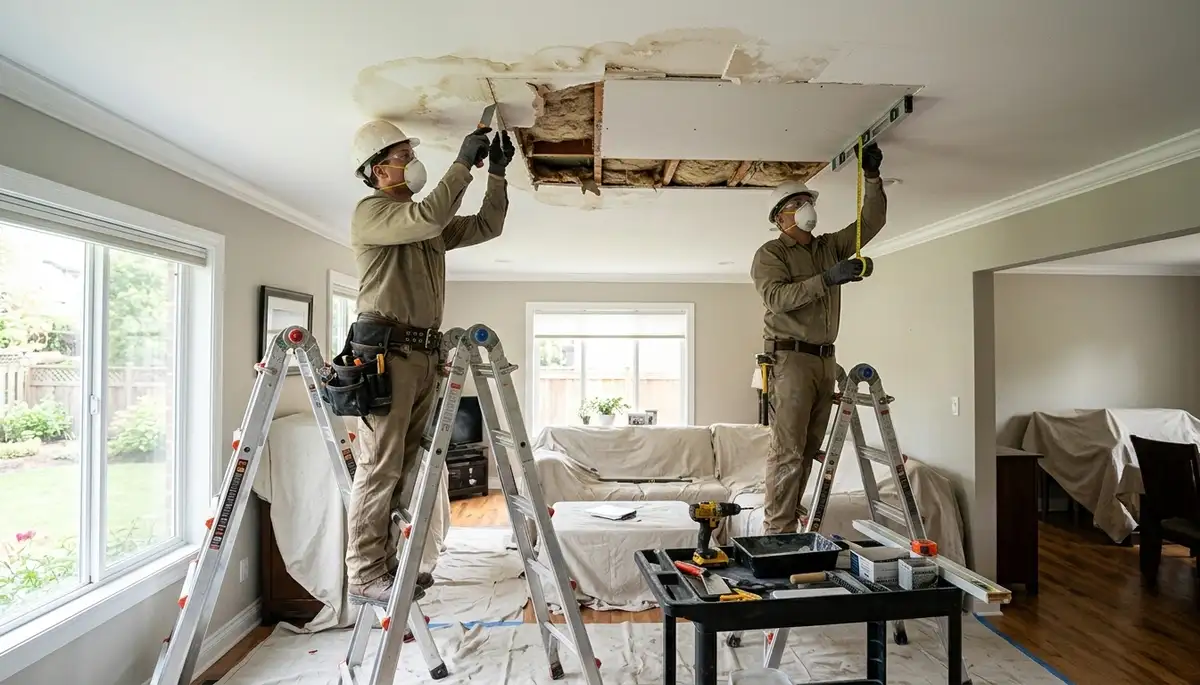 Ceiling water damage repair service for a Yonkers, NY home by water damage specialists